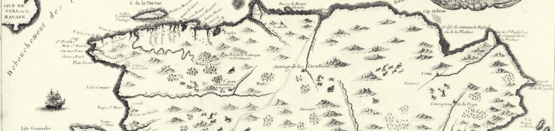 French map of Saint-Domingue French colony in Hispanola island, by Nicolas de Fer